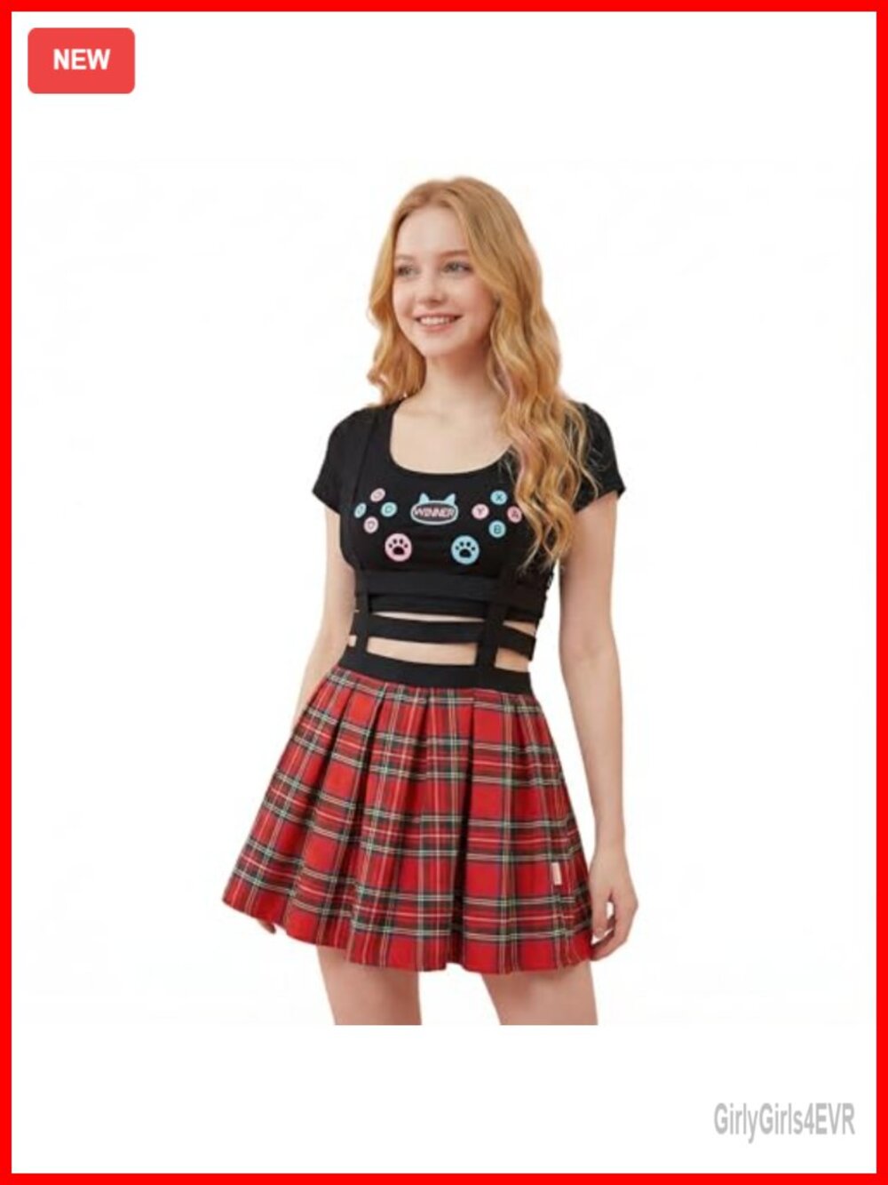 Women's Pleated Mini A-Line Skirt Cotton Suspender